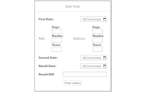 Date Tools  from Chrome web store to be run with OffiDocs Chromium online