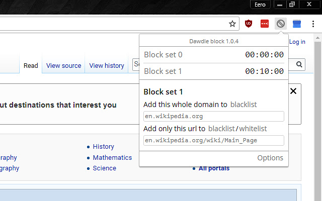 Dawdle Block  from Chrome web store to be run with OffiDocs Chromium online