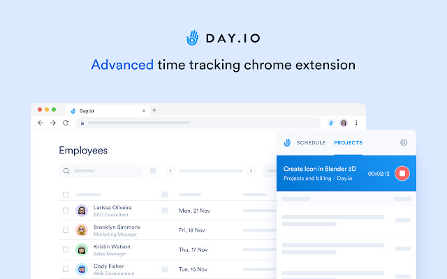 Day.io Time Tracker  from Chrome web store to be run with OffiDocs Chromium online