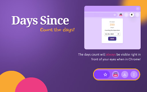 Days Since Days Count  from Chrome web store to be run with OffiDocs Chromium online