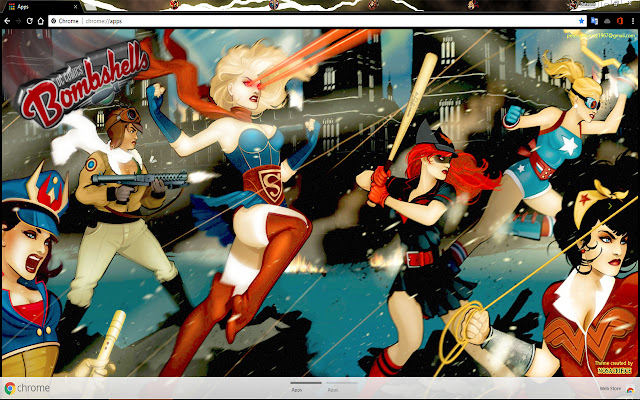 DC Comic Bombshel​​ls 1600x900 を Chrome Web ストアから入手し、OffiDocs Chromium オンラインで実行する