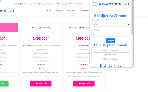 Dịch vụ Backlink Chrome Solann Digital  from Chrome web store to be run with OffiDocs Chromium online