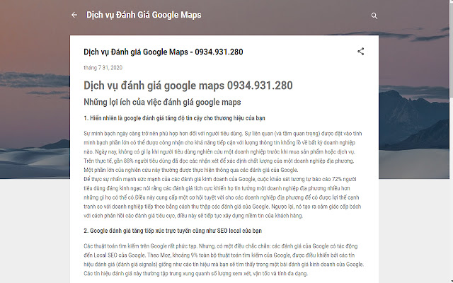 Dịch vụ Đánh giá Google Maps 0934.931.280  from Chrome web store to be run with OffiDocs Chromium online