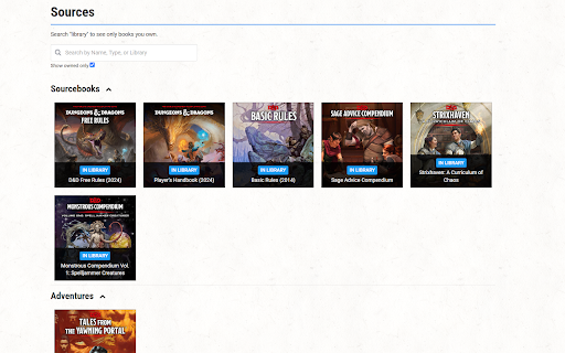 DD Beyond Owned Only  from Chrome web store to be run with OffiDocs Chromium online