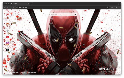 Deadpool Live Wallpaper New Tab  from Chrome web store to be run with OffiDocs Chromium online