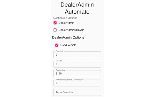 DealerAdmin Automate  from Chrome web store to be run with OffiDocs Chromium online