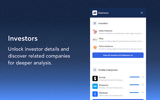 dealroom.co  from Chrome web store to be run with OffiDocs Chromium online