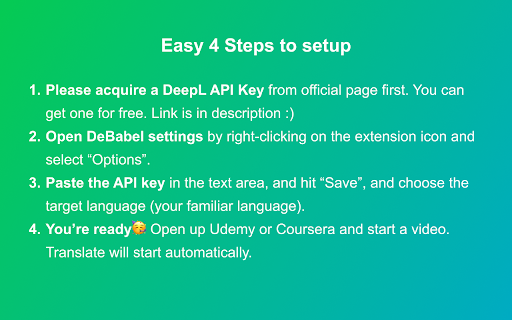 DeBabel — Auto translate for online courses  from Chrome web store to be run with OffiDocs Chromium online