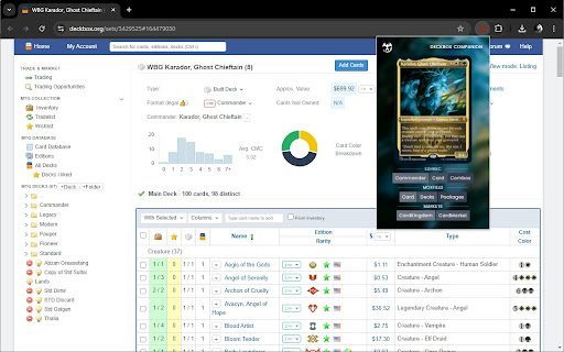 Deckbox Companion  from Chrome web store to be run with OffiDocs Chromium online