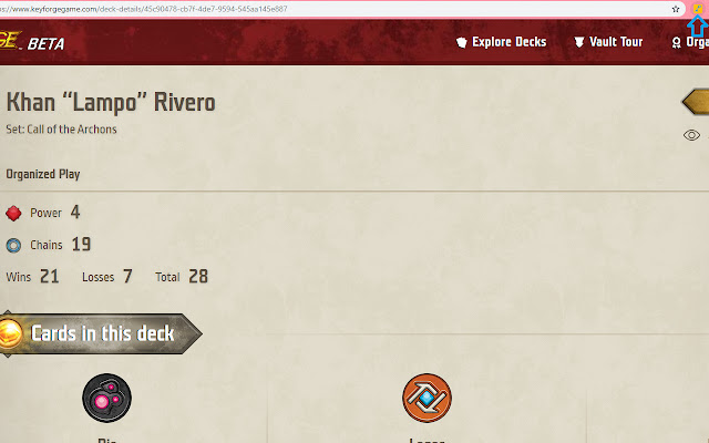 DecksOfKeyforge.com redirect.  from Chrome web store to be run with OffiDocs Chromium online