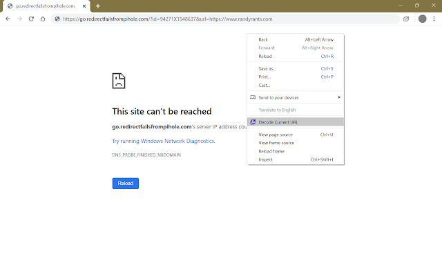 Decode Current URL  from Chrome web store to be run with OffiDocs Chromium online