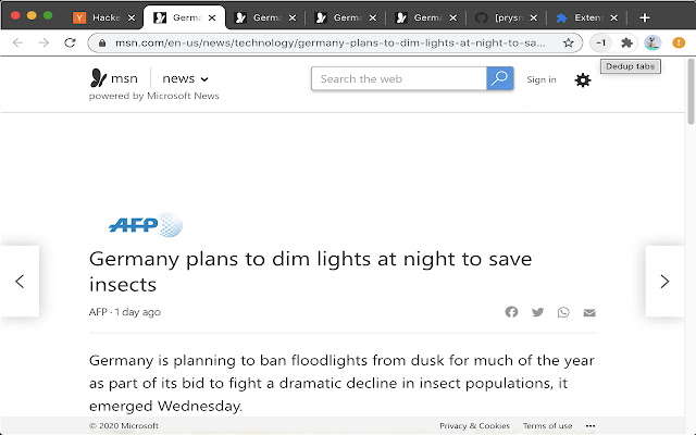 Dedup Tabs  from Chrome web store to be run with OffiDocs Chromium online