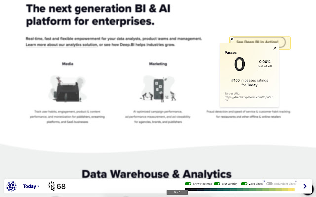 Deep.BI Link Heatmap ze sklepu internetowego Chrome do uruchomienia z OffiDocs Chromium online