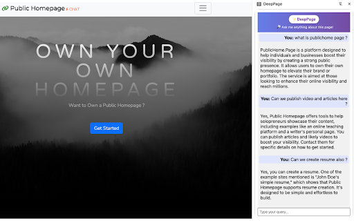 DeepPage  from Chrome web store to be run with OffiDocs Chromium online
