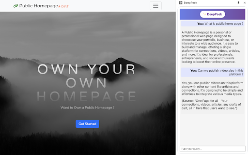 DeepPeek  from Chrome web store to be run with OffiDocs Chromium online