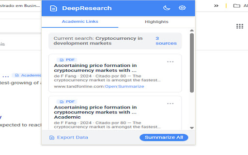 DeepResearch  from Chrome web store to be run with OffiDocs Chromium online