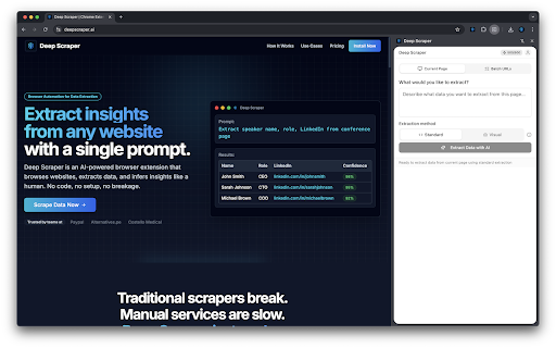 Deep Scraper  from Chrome web store to be run with OffiDocs Chromium online
