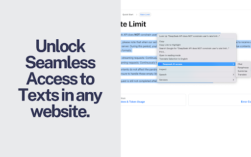 Deepseek AI access  from Chrome web store to be run with OffiDocs Chromium online