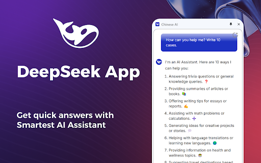 DeepSeek app  from Chrome web store to be run with OffiDocs Chromium online