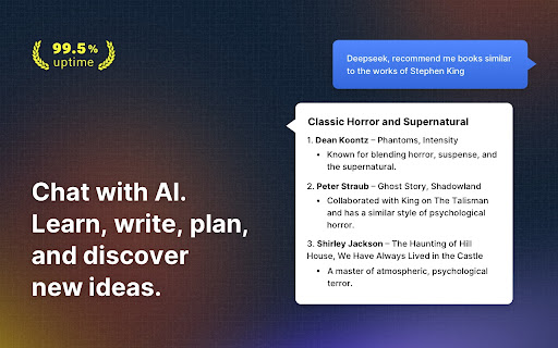 DeepSeek Chat  from Chrome web store to be run with OffiDocs Chromium online