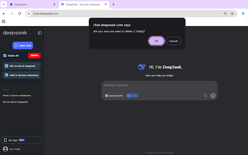 DeepSeek Chat Cleaner  from Chrome web store to be run with OffiDocs Chromium online
