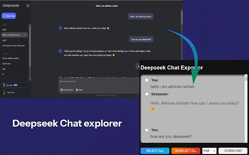 Deepseek Chat Exporter  from Chrome web store to be run with OffiDocs Chromium online