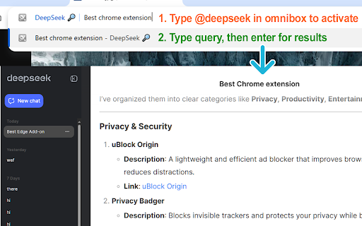 DeepSeek Omnibox  from Chrome web store to be run with OffiDocs Chromium online