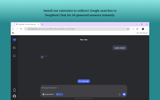 Deepseek Search Redirection  from Chrome web store to be run with OffiDocs Chromium online