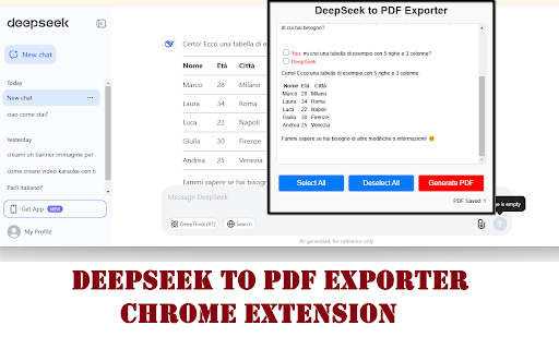 DeepSeek to PDF Exporter  from Chrome web store to be run with OffiDocs Chromium online