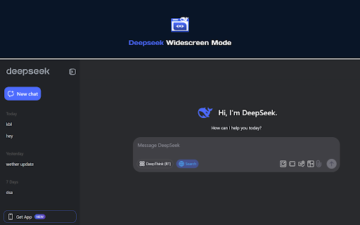 Deepseek Widescreen Mode  from Chrome web store to be run with OffiDocs Chromium online