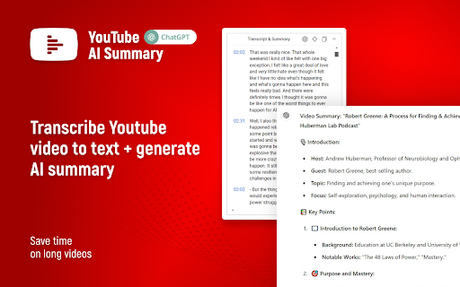 DeepSum | YouTube AI Summary  from Chrome web store to be run with OffiDocs Chromium online