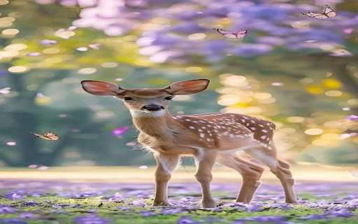 Deer and butterfly wallpaper  from Chrome web store to be run with OffiDocs Chromium online