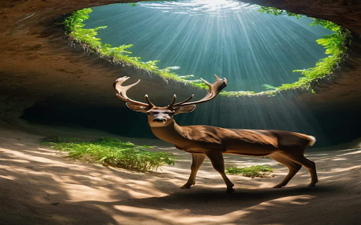 Deer in cave wallpaper  from Chrome web store to be run with OffiDocs Chromium online