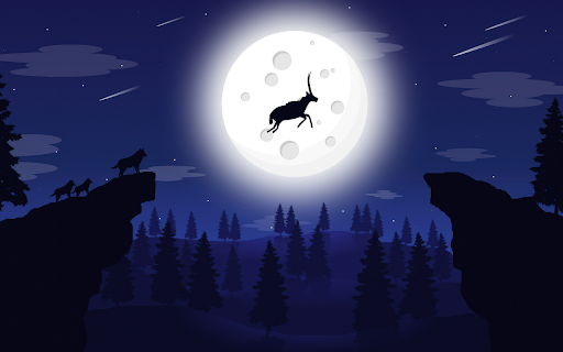 Deer Leaping Over the Cliff Under Moonlight  from Chrome web store to be run with OffiDocs Chromium online
