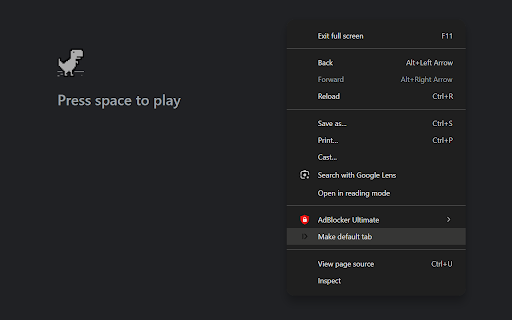 Default window tab  from Chrome web store to be run with OffiDocs Chromium online