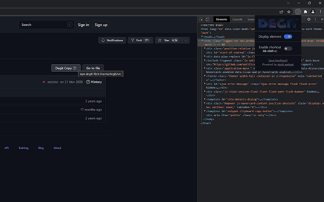Degit in Github  from Chrome web store to be run with OffiDocs Chromium online
