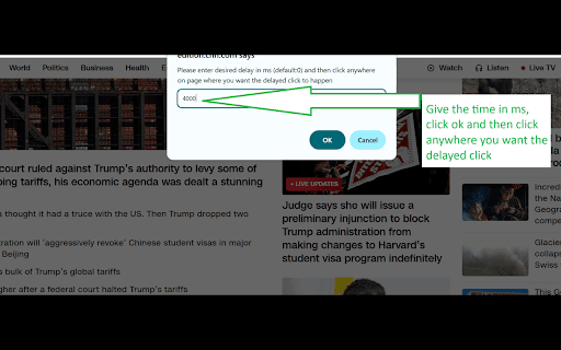 Delayed Click  from Chrome web store to be run with OffiDocs Chromium online