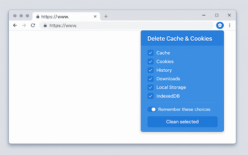 Delete Cache  Cookies  from Chrome web store to be run with OffiDocs Chromium online