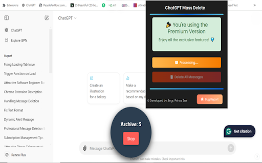 Delete ChatGPT Messages  from Chrome web store to be run with OffiDocs Chromium online