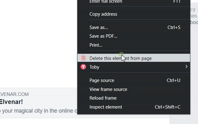 Delete the Element  from Chrome web store to be run with OffiDocs Chromium online