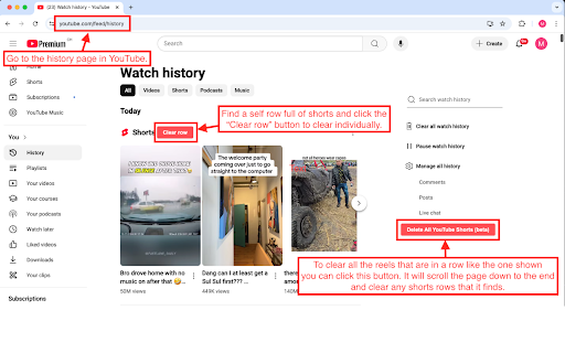 Delete YouTube Shorts From History  from Chrome web store to be run with OffiDocs Chromium online