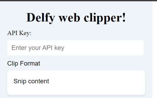 Delfy Web Clipper  from Chrome web store to be run with OffiDocs Chromium online