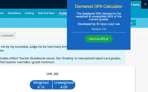 Demarest GPA Calculator  from Chrome web store to be run with OffiDocs Chromium online