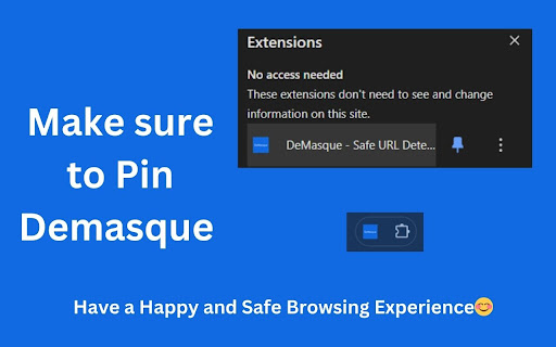 DeMasque Safe URL Detector  from Chrome web store to be run with OffiDocs Chromium online