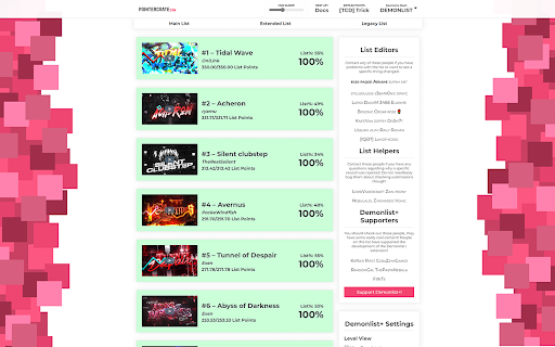 Demonlist+  from Chrome web store to be run with OffiDocs Chromium online