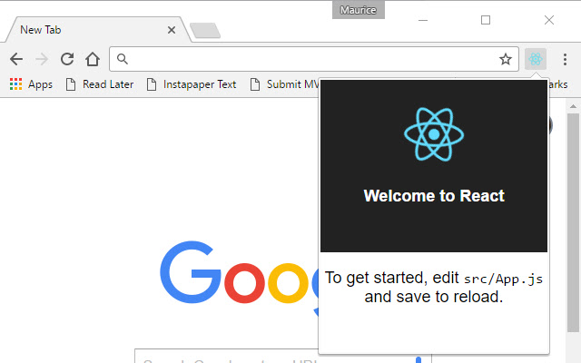 Demo React Chrome extension  from Chrome web store to be run with OffiDocs Chromium online