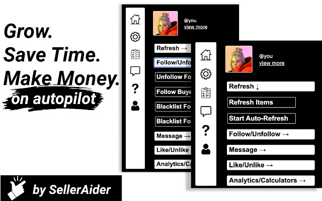 Depop bot SellerAider Refresh Grow from Chrome web store to be run with OffiDocs Chromium online Depop bot SellerAider Refresh Grow from Chrome web store to be run with OffiDocs Chromium online