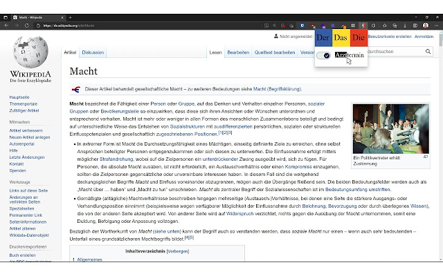 Der Das Die  from Chrome web store to be run with OffiDocs Chromium online