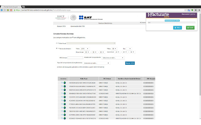 Descarga tus facturas CFDI  from Chrome web store to be run with OffiDocs Chromium online