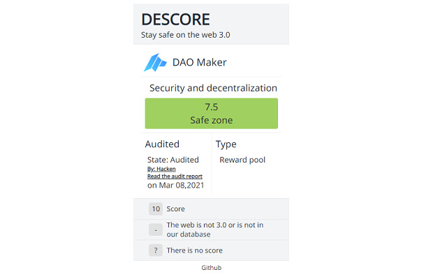 Descore: Stay safe on the web3  from Chrome web store to be run with OffiDocs Chromium online